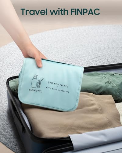FINPAC Toiletry Bag, Large Capacity Hanging Makeup Bag - color: Blue