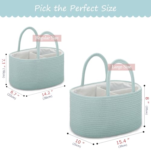 COMSE Large Cotton Rope Baby Diaper Caddy Organizer, Light Green - color: Light Green, size: Large