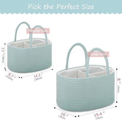 COMSE Baby Diaper Caddy Organizer with Handles, Cotton Rope, Light Green - color: Light Green, size: Regular