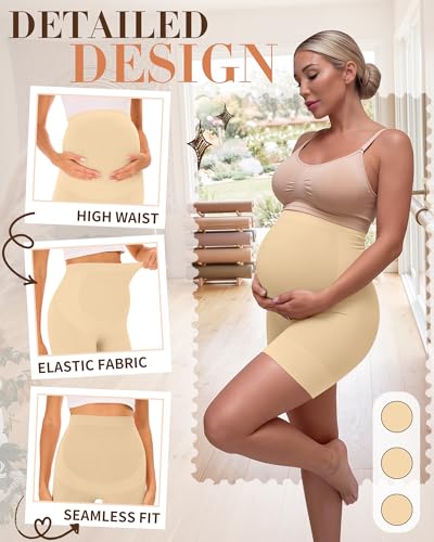 3 Pack Maternity Shapewear Shorts - color: Nude, Nude, Nude, size: X-Large