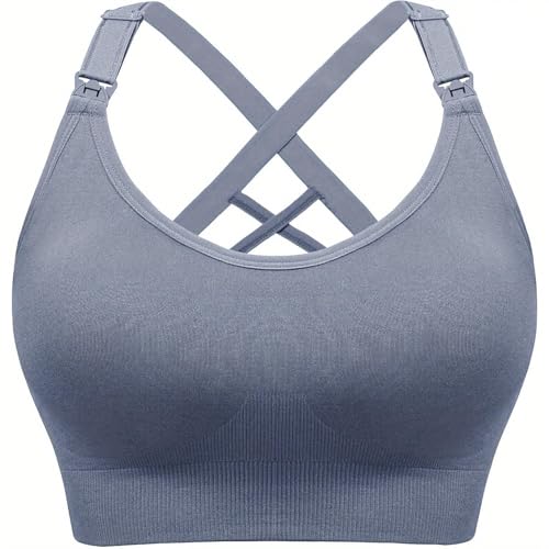 Nursing Bras, Ultra Soft Wireless Bra, Breathable Moisture-Wicking Pregnancy Bra for Daily Wear - color: Greyblue, size: Small