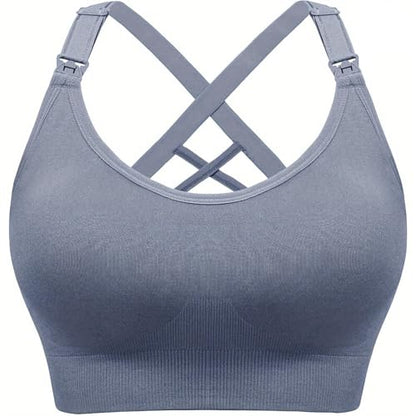 Nursing Bras, Ultra Soft Wireless Bra, Breathable Moisture-Wicking Pregnancy Bra for Daily Wear - color: Greyblue, size: Small