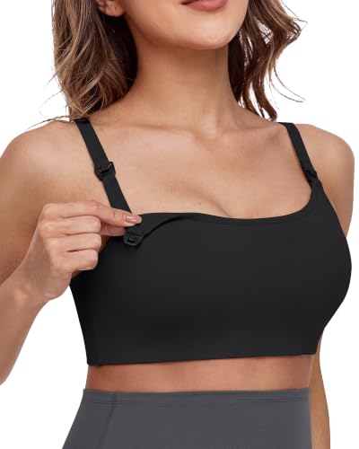 G4Free Barefeel Maternity Sports Bra One-Hand Clips Nursing Sleep Bras - color: Black, size: Medium