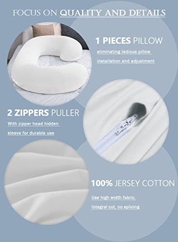 INSEN Pregnancy Body Pillow,Full Body Pillow,C Shaped Full Body Pillow with Removable White Cotton Cover