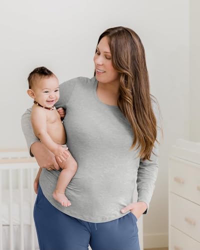Kindred Bravely Everyday Nursing & Maternity Long Sleeve T-Shirt - color: Grey Heather, size: X-Large