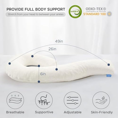 Body Pillow for Adults, Swan Pillow Insert for Sleeping, Beige, 49 Inch - color: Beige