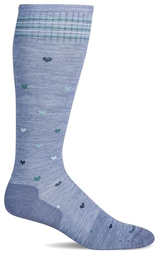 Sockwell Women's Full Heart Moderate Graduated Compression Sock Wide Calf Fit - color: Bluestone, size: Small-Medium Wide Calf