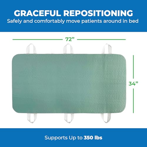 Patient Aid Positioning Bed Pad with Handles | Draw Sheet for Hospital Bed - size: 34x72 Inch (Pack of 1)