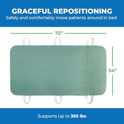 Patient Aid Positioning Bed Pad with Handles | Draw Sheet for Hospital Bed - size: 34x72 Inch (Pack of 1)