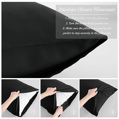 NTBAY Queen Microfiber Pillowcases, Set of 2, Black - color: Black, size: Queen (20"x30")