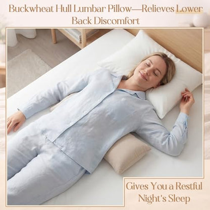 Weysat Buckwheat Lumbar Support Pillow for Bed Sleeping, 20.1” x 8.7” x 2”