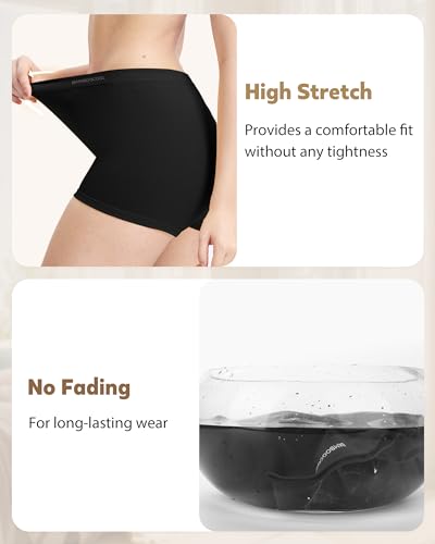 BAMBOO COOL Womens Boyshorts Underwear Mid Rise Boxer Briefs Panties - color: Multicoloured B (5-pack), size: XX-Large