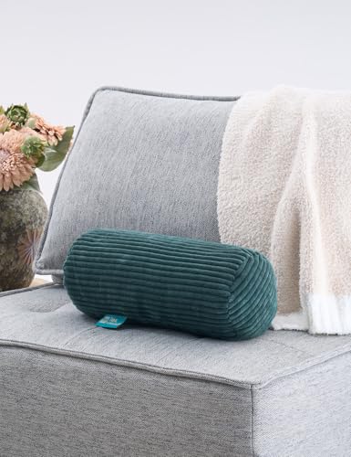Long Cylinder Pillow Corduroy Lumbar Pillow Neck Roll Throw Pillow - color: Green, size: Small