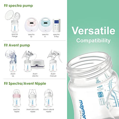 Maymom Wide-Mouth Milk Storage Collection Bottle with Travel Cap and Sealing Ring ; Can Replace Spectra S1 S2 Avent Natural Avent Classic Bottles (6pc 4.7Oz/140mL) - size: 3 Count (Pack of 2)