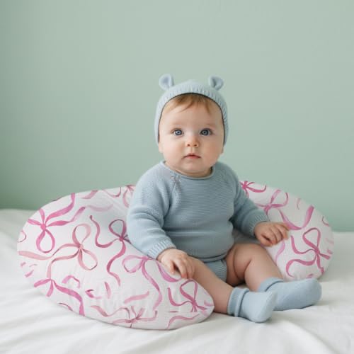 Little Grape Land 100% Cotton Muslin Nursing Pillow Covers 2 Pack, (Bow) - color: Bow/Blush