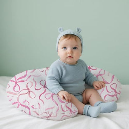 Little Grape Land 100% Cotton Muslin Nursing Pillow Covers 2 Pack, (Bow) - color: Bow/Blush