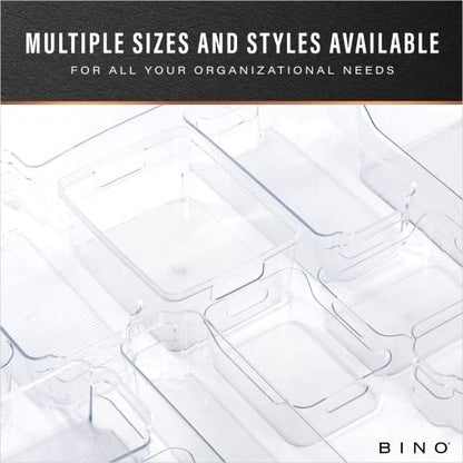 BINO | Plastic Storage Bins, Medium - 2 Pack | THE LUCID COLLECTION | Multi-Use Built-In Handles | BPA-Free | Clear Storage Containers | Fridge Organizer | Pantry & Home Organization - size: 2PK - MEDIUM
