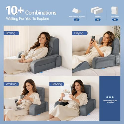 Kayfia Reading Pillow, Gel Memory Foam Back Rest Pillow, 21'', Gray - color: Gray, size: Large(21'')