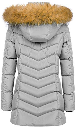 CREATMO US Women's Winter Hooded Coat Waterproof Warm Long Puffer Jacket Parka - color: Grey, size: Small