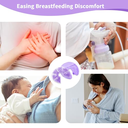 Hot Cold Gel Bead Breast Therapy Pack, Breast Ice Packs for Breastfeeding - color: #42 Purple