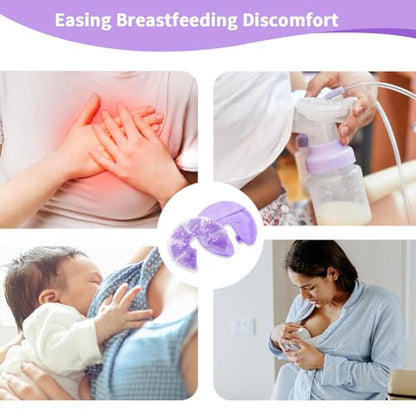 Hot Cold Gel Bead Breast Therapy Pack, Breast Ice Packs for Breastfeeding - color: #42 Purple