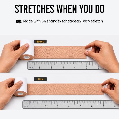 Precut Kinesiology Tape with Tin, 40 Strips 2"×10", Nude - color: Nude (Skin)