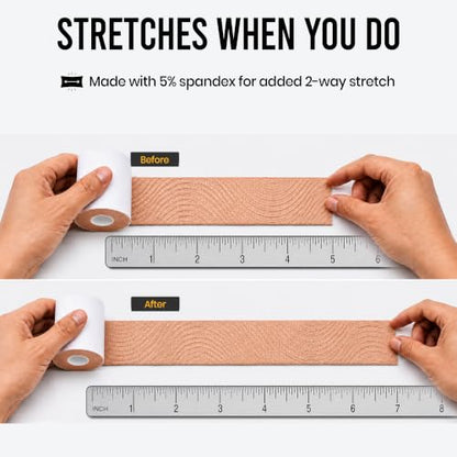 Precut Kinesiology Tape with Tin, 40 Strips 2"×10", Nude - color: Nude (Skin)