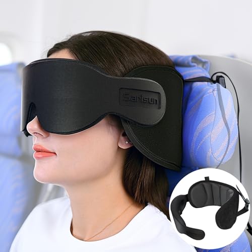 SARISUN Travel Pillow for Airplanes Sleep, Seat Strap for Stable Support - color: Dark Grey