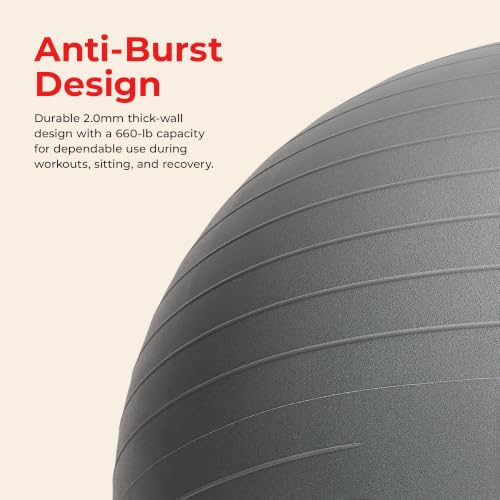 Sunny Health & Fitness Premium Anti-Burst Exercise & Stability Ball - size: 25.6" (65cm)