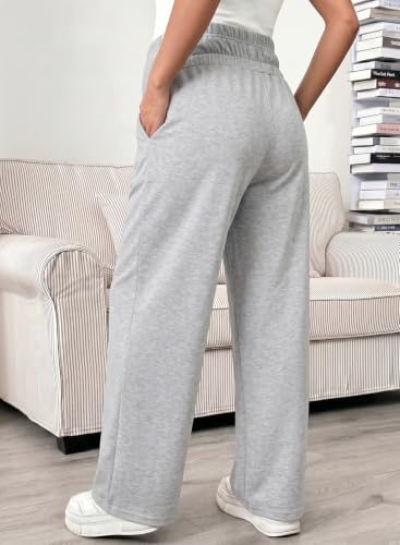 BLENCOT Maternity Pants Over Belly Stretchy Wide Leg Work Trousers - color: Light Grey, size: X-Large