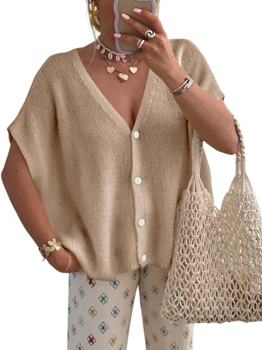 PRETTYGARDEN Womens 2026 Summer Oversized Cardigans Sweaters - color: Khaki, size: X-Large