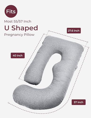 Momcozy Soft Knit Pregnancy Pillow Cover, U Shaped Maternity Pillowcase - color: U Shape-soft Knit-grey