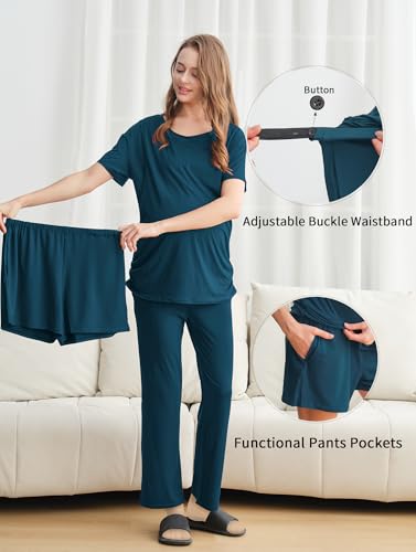 DANSHOW Women Nursing Pajamas Set Breastfeeding Loungewear - color: Navy, size: Small