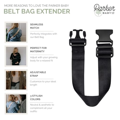 Parker Baby Co Adjustable Belt Bag Extender Strap for Birch Belt Bag, Black - color: Black