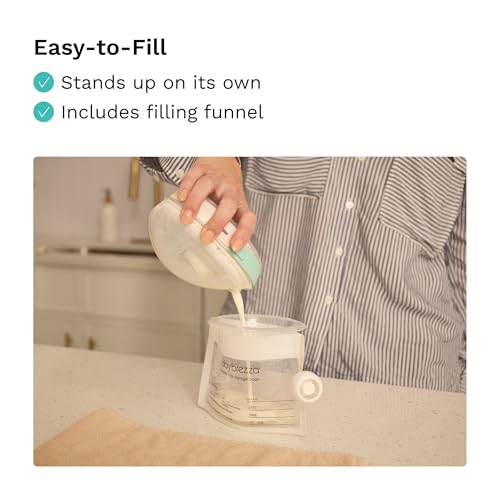 Baby Brezza Reusable Breastmilk Storage Bags, 10 Pack With Filling Funnel