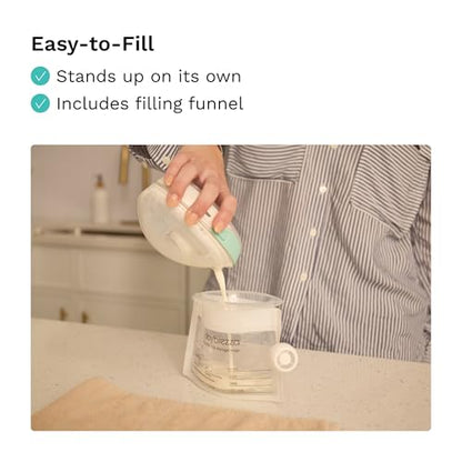 Baby Brezza Reusable Breastmilk Storage Bags, 10 Pack With Filling Funnel