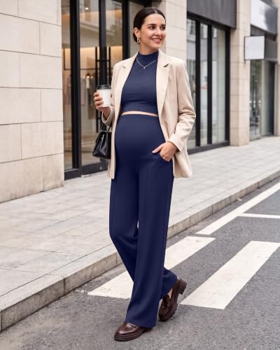 G4Free EverGoing Maternity Dress Pants Pregnancy Slacks - color: Royal Blue, size: Small