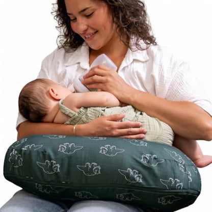 Boppy Nursing Pillow, Safe Ergonomic Breastfeeding & Baby Feeding Support - color: Forest Green Dinos
