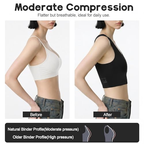 Chest Binder FTM,Moderate Compression Pullover Binder Bra for Women - color: Black, size: XX-Large