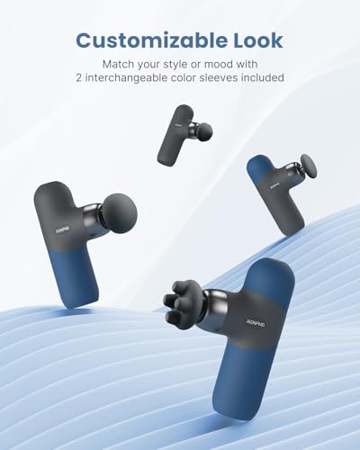 RENPHO Mini Thermal Massage Gun with Heat, Color Silicone Casing, 4 Speeds - color: Navy