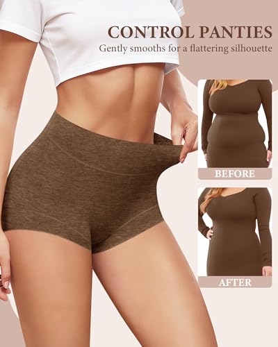 Women's High Waisted Cotton Underwear Tummy Control Briefs 4 Pack - color: Multi01-4p, size: Large