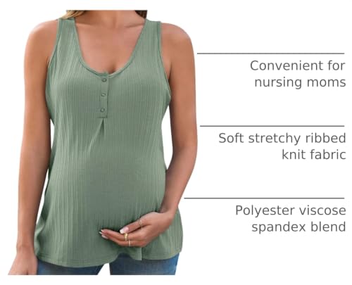 Tankaneo Womens Maternity Tank Tops Sleeveless Casual Pregnancy Clothes - color: Green, size: Medium
