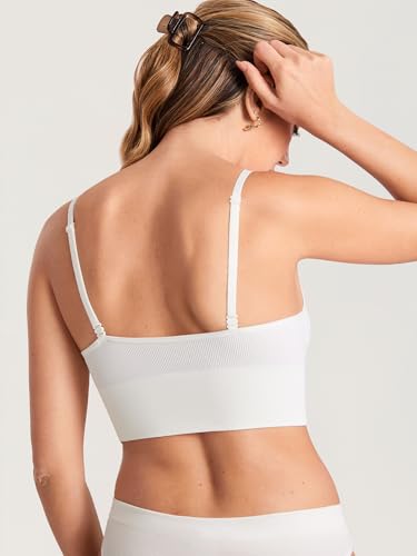 MOMANDA Ribbed Longline Nursing Bras - color: Iceland White, size: X-Small
