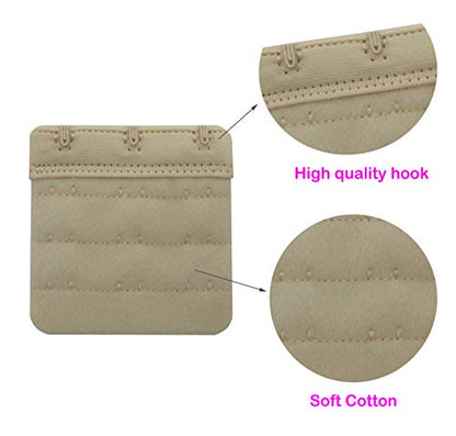 Tamlien Bra Extender 2 Hook/3 Hook/4 Hook/5 Hook, Soft and Comfortable Bra Extension - color: Bra Extender 3 Hooks-beige