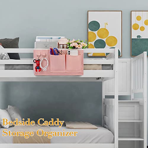 Bedside Caddy Bedside Storage Bag for Headboards/Bunk Bed - color: 2PC Light Pink