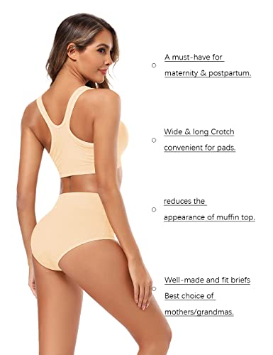 Molasus Women's Cotton Underwear High Waisted Full Coverage Ladies Panties (Regular & Plus Size) - color: Multicolor-5pack-a5, size: 3X-Large