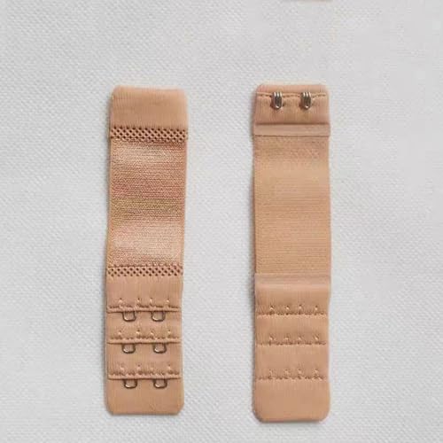 Women Elastic Bra Extenders 1-6 Hook, Bras Back Extension Strap - color: 2 Hook 3/8" Spacing,black/White/Beige 6pcs