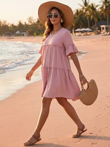 Maternity Summer Dress Sundress Babydoll Beach - color: Pink, size: Medium