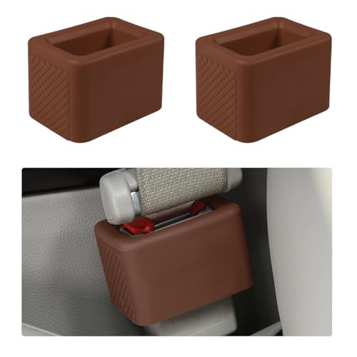 Augeny 2 PCS Seat Belt Buckle Holder, Silicone Auto Rear Seatbelt Buckle Booster to Makes Receptacle Stand Upright for Easy Access, Universal Vehicle Seatbelt Buckle for Kids (Coffee) - color: Coffee