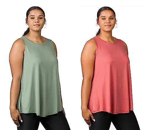 Epic MMA Gear 2 Pack Long Flowy Sleeveless Tunic Top For Women - color: Basil/Rose, size: X-Large